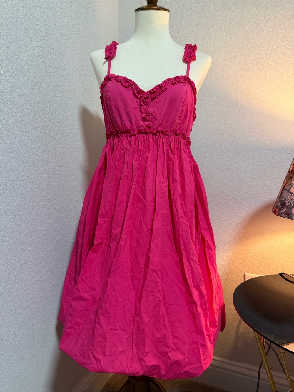 1.4.3. Story by Line Up Bright Fuchsia Ruffled Spaghetti-Strap Mini Dress